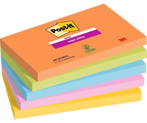 märkmepaber 76x127mm POST-IT 6555SSBO Super Sticky 5x90 lehte	