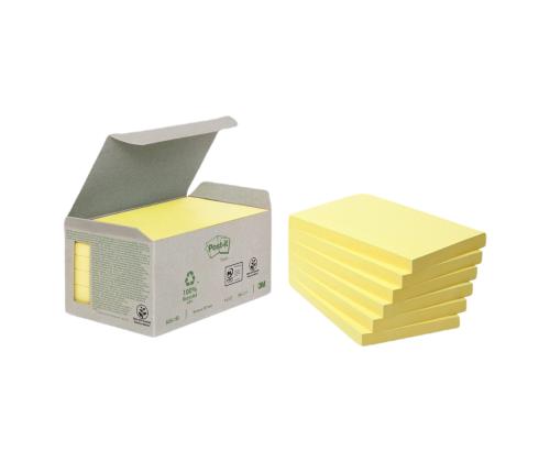 Märkmepaber 76x127mm POST-IT Recycled 655 kollane 6x100 lehte