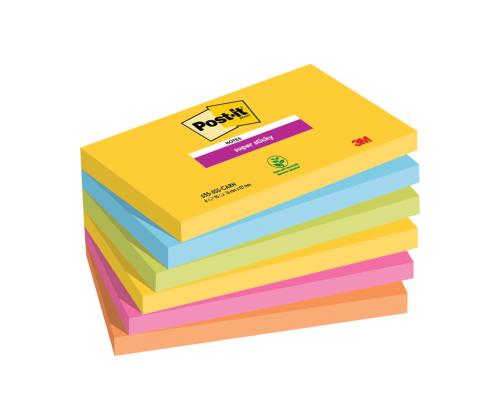 Märkmepaber 76x127mm POST-IT Super Sticky Carnival 6x90 lehte