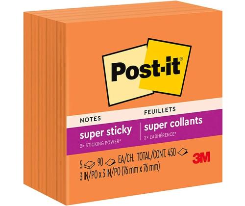 Märkmepaber 76x76 Post-it 654 neoonoranz 100l pakis