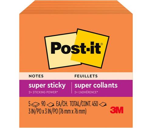 Märkmepaber 76x76 Post-it 654 neoonoranz 100l pakis