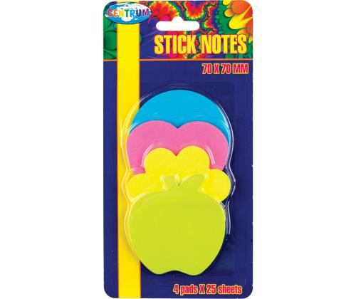 Märkmepaber CENTRUM 70x70mm 25 lehte x 4 (süda, lill, õun, ring)