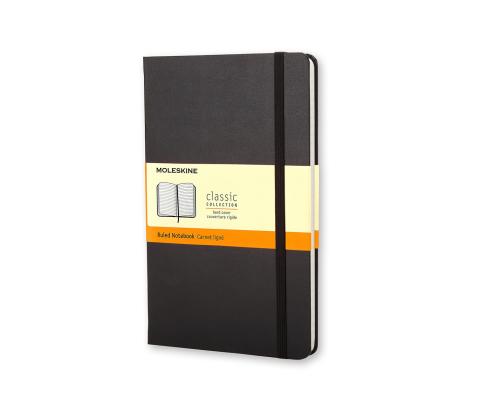 Märkmik MOLESKINE A6 (9x14cm) jooneline mustad kõvad kaaned kummikinnitusega
