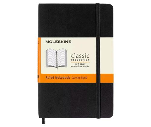 Märkmik MOLESKINE A6 (9x14cm) jooneline mustad kõvad kaaned kummikinnitusega