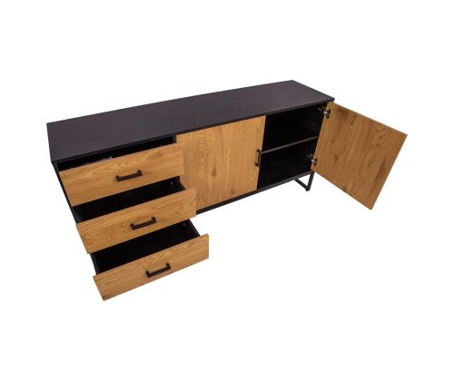 Kummut AMSTERDAM 160x40xH75cm, tamm/must