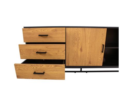 Kummut AMSTERDAM 160x40xH75cm, tamm/must