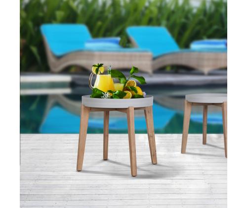 Abilaud SANDSTONE D61xH50cm, pruunikas komposiitkivi, puidust jalad