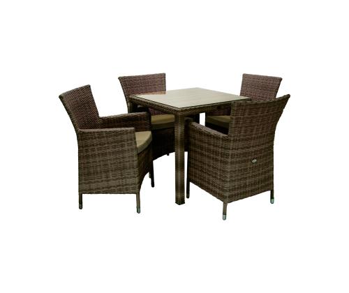 Aiamööbli komplekt WICKER laud ja 4 tooli, tumepruun