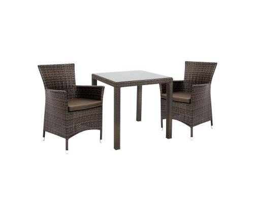 Aiamööbli komplekt WICKER laud ja 2 tooli, tumepruun