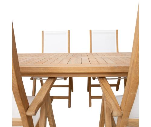 Söögilauakomplekt BALI laud 220x100xH75cm, 6 tooli 60x70xH110cm, tiikpuit