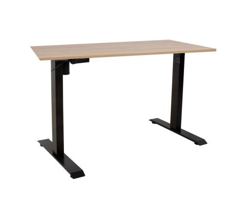 Töölaud ERGO 1-mootoriga 140x70xH71-121cm, hikkoripuu/must, melamiinplaat