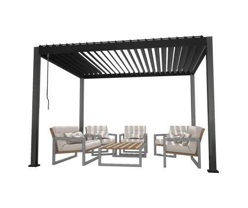 Varikatus MIRADOR 3x3xH2,5m textilene seintega, tumehall