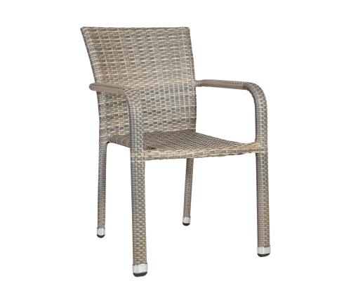 Aiamööbli komplekt LARACHE laud ja 4 tooli (2102) lauaplaat: läbipaistev klaas, alumiiniumraam plastikpunutisega