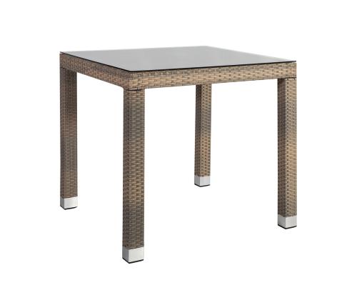 Aiamööbli komplekt LARACHE laud ja 4 tooli (2102) lauaplaat: läbipaistev klaas, alumiiniumraam plastikpunutisega