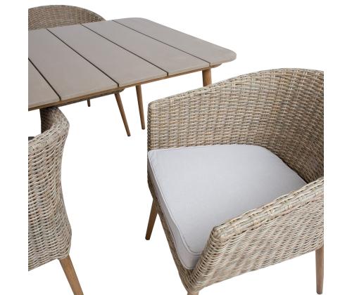 Aiamööbli komplekt NORWAY laud, 4 tooli, 147x90xH73cm, 61x62xH76cm, alumiiniumraam, kunstrotang