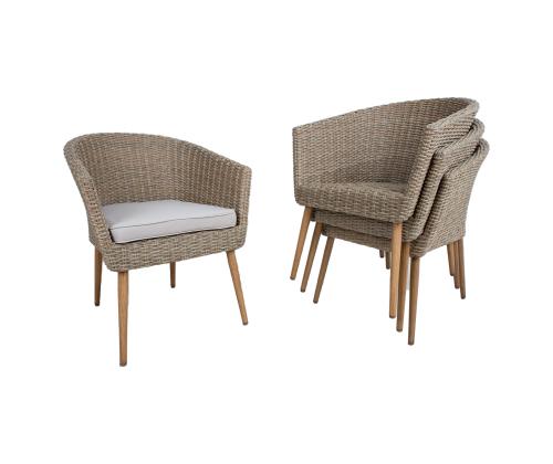 Aiamööbli komplekt NORWAY laud, 4 tooli, 147x90xH73cm, 61x62xH76cm, alumiiniumraam, kunstrotang