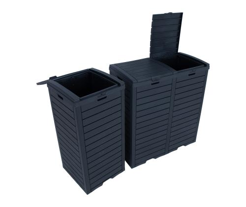 Prügikast GALA 78x41xH86cm/230L, must plastik
