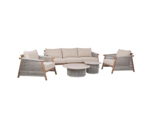 Aiamööblikomplekt DIANA diivan, 2 tugitooli ja 2 lauda, beež