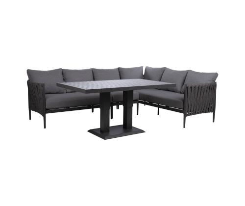 Aiamööblikomplekt BRISTOL nurgadiivan ja laud, hall