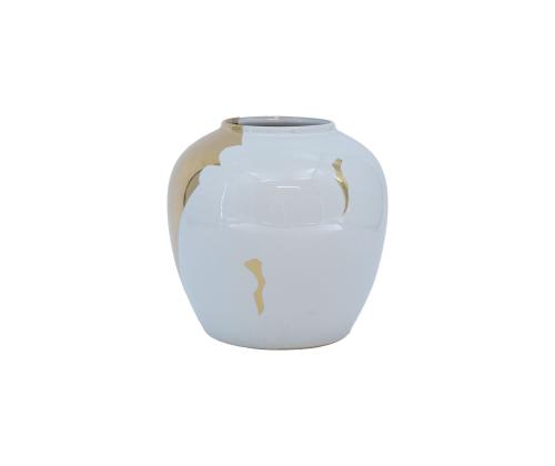 Vaas TITAN STONE D20xH18cm, valge/kuldne jõgi