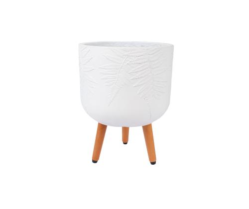 Lillepott SKY FERN D30xH39.5cm, valge, puidust jalgadega