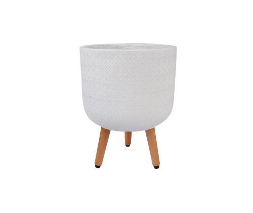 Lillepott SKY SELENA D30xH39.5cm, valge, puidust jalgadega