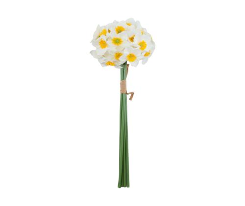 Kunstlill FLOWERLY H40cm 6tk nartsissid kimbus, valge