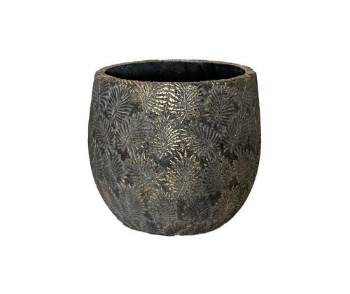 Lillepott SUNNY CEDAR D26xH25.5cm, tumehall/kuldne