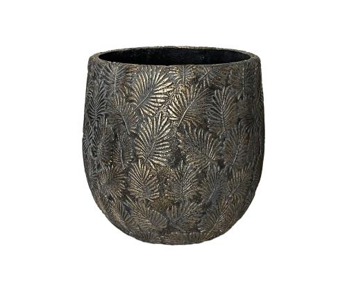 Lillepott SUNNY CEDAR D34xH33cm, tumehall/kuldne