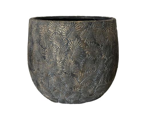 Lillepott SUNNY CEDAR D43xH41cm, tumehall/kuldne