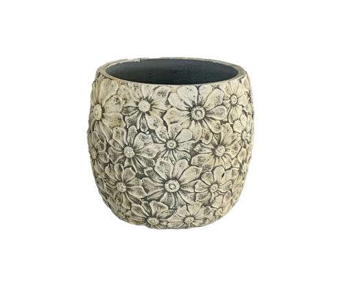 Lillepott SUNNY DAISY D27xH25cm, valge/hall