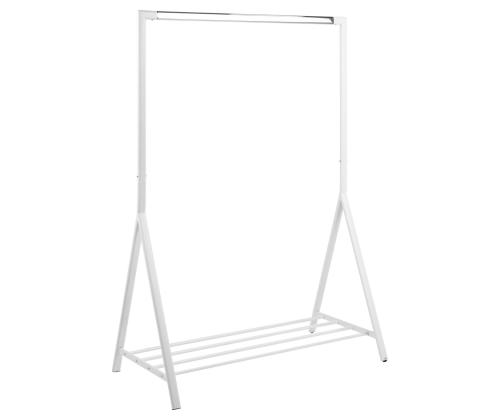 Riiete stange BRENT 117x59xH165cm, jalatsiriiuliga, metall, valge/kroom