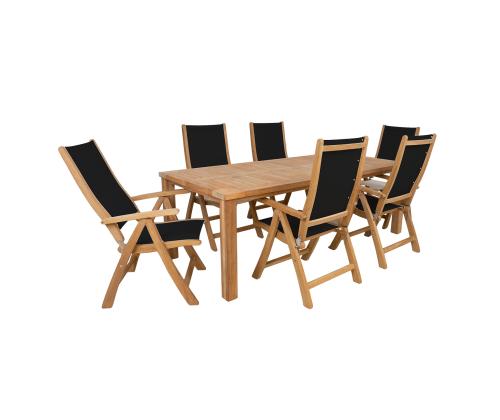 Söögilauakomplekt BALI 6-tooliga, must