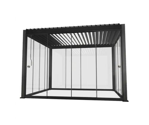 Varikatus MIRADOR-111 3x3m klaasist lükandseintega, tumehall
