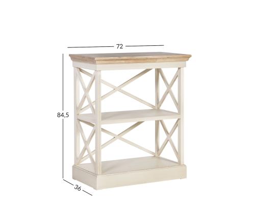 Raamaturiiul SAMIRA 2-ne, 72x36xH84.5cm, materjal: puit, värvus: antiikvalge/pruun