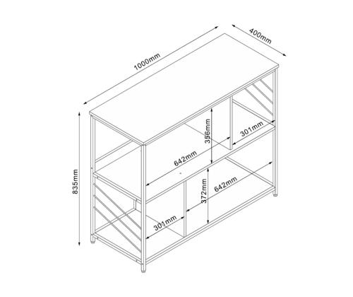 Riiul DIMITRA 100x40x83,5cm, hall