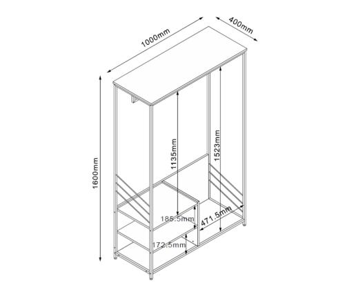 Esikuriiul DIMITRA 100x40x160cm, hall