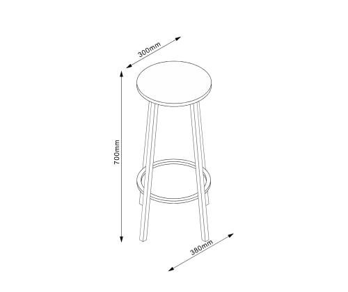 Baaripukk HANNES 38x38xH70cm, rustik melamiin
