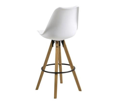 Baaritool DIMA 48,5x55xH111,5cm, valge PU, jalad: tamm