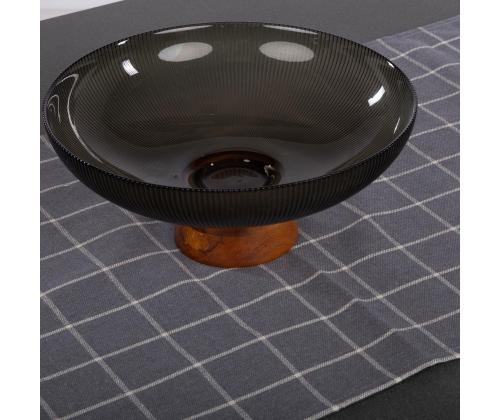 Linik LINEN 43x170cm, hall ruut, 100% linane, kangas 120