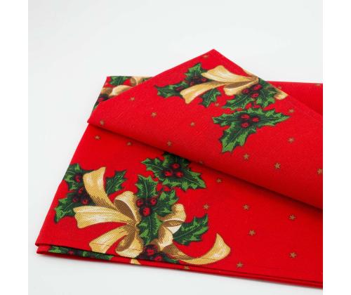 Linik CHRISTMAS NEW 43x150cm, punane kimp, 50% polüester, 50% puuvill, kangas 032