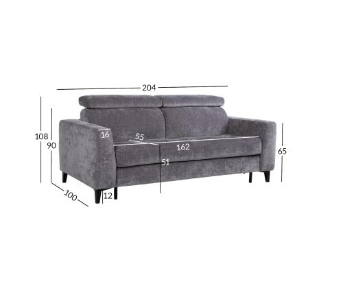 Diivanvoodi FRODE vedrumadratsiga 204x100xH90/108cm, hall