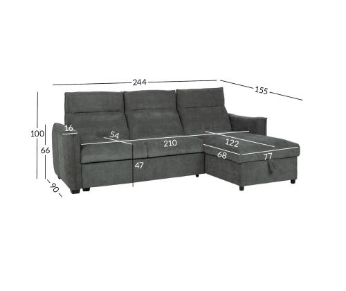 Nurgadiivanvoodi SCALA 244x155/88xH102cm, oliiviroheline
