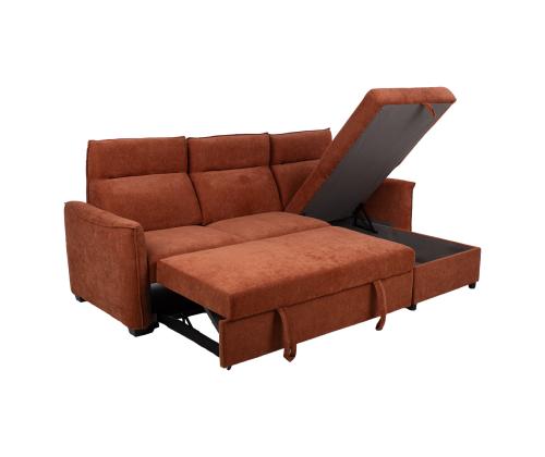 Nurgadiivanvoodi SCALA 244x155/88xH102cm, roostepruun