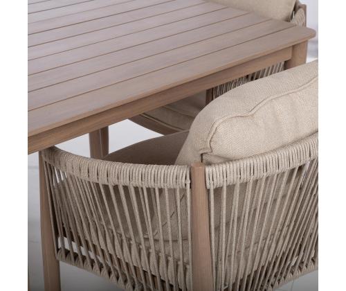 Aiamööblikomplekt MEDINA laud ja 4 tooli, beež