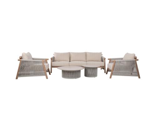Aiamööblikomplekt DIANA diivan, 2 tugitooli ja 2 lauda, beež