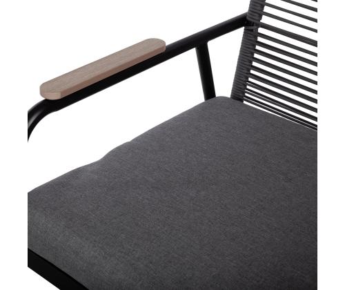 Aiamööblikomplekt MACOS laud, diivan ja 2 tooli, hall/must