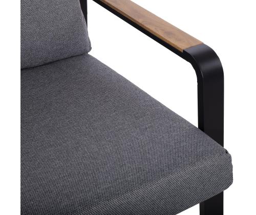 Aiamööblikomplekt LONA laud, diivan ja 2 tooli, hall/must