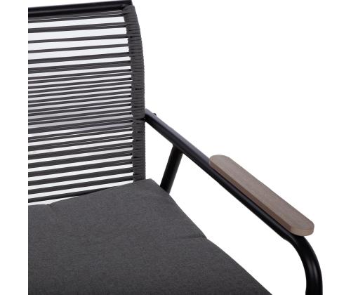 Aiamööblikomplekt MACOS laud, diivan ja 2 tooli, hall/must