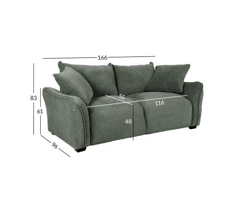 Diivan DIVI 2-kohaline 166x96xH83cm, mündiroheline